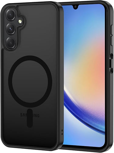 XTCASE Funda Magnética para Samsung Galaxy A55 5G, Cáscara Translúcido Mate Protección contra caídas de Grado Militar, A Prueba de Golpes y Resistente a arañazos Protectora, Negro